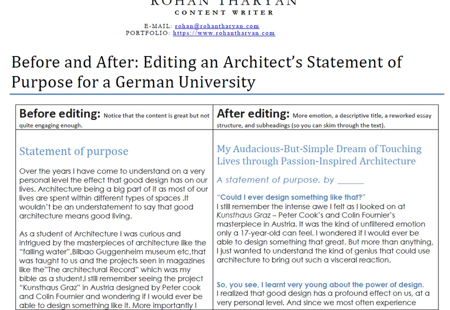 Architect statement of purpose, first edit