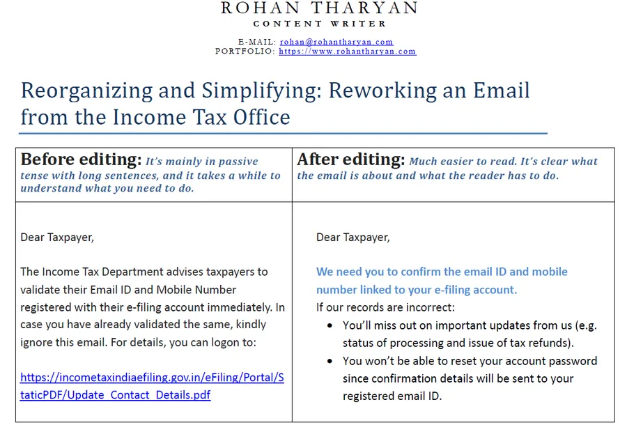 Government email, first edit
